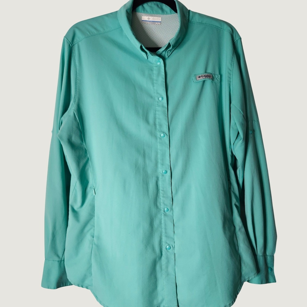 Columbia PFG Tamiami II Snap Long Sleeve Shirt Women XL Sun Protection Vented